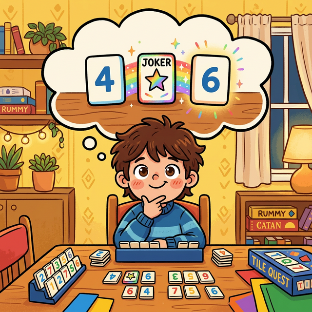 小朋友思考拉密策略的示意圖